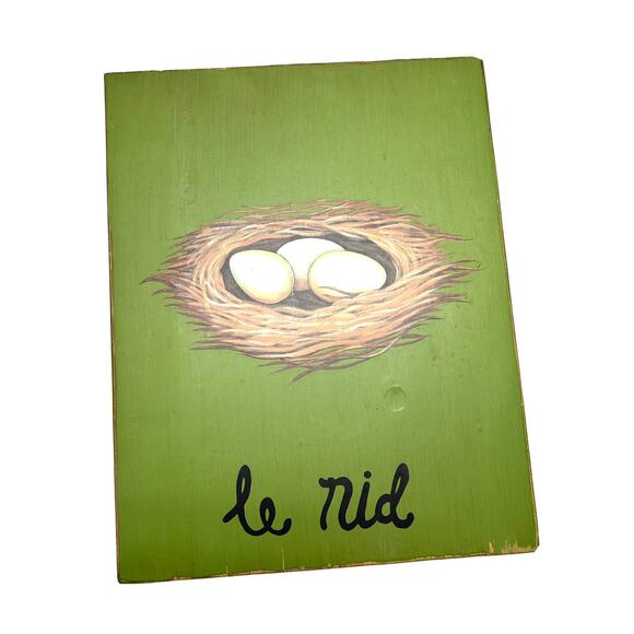 Pottery Barn Kids Painted Wood Wall Art 11” x 14” Plaque French Set Of 3 - Picture 4 of 5